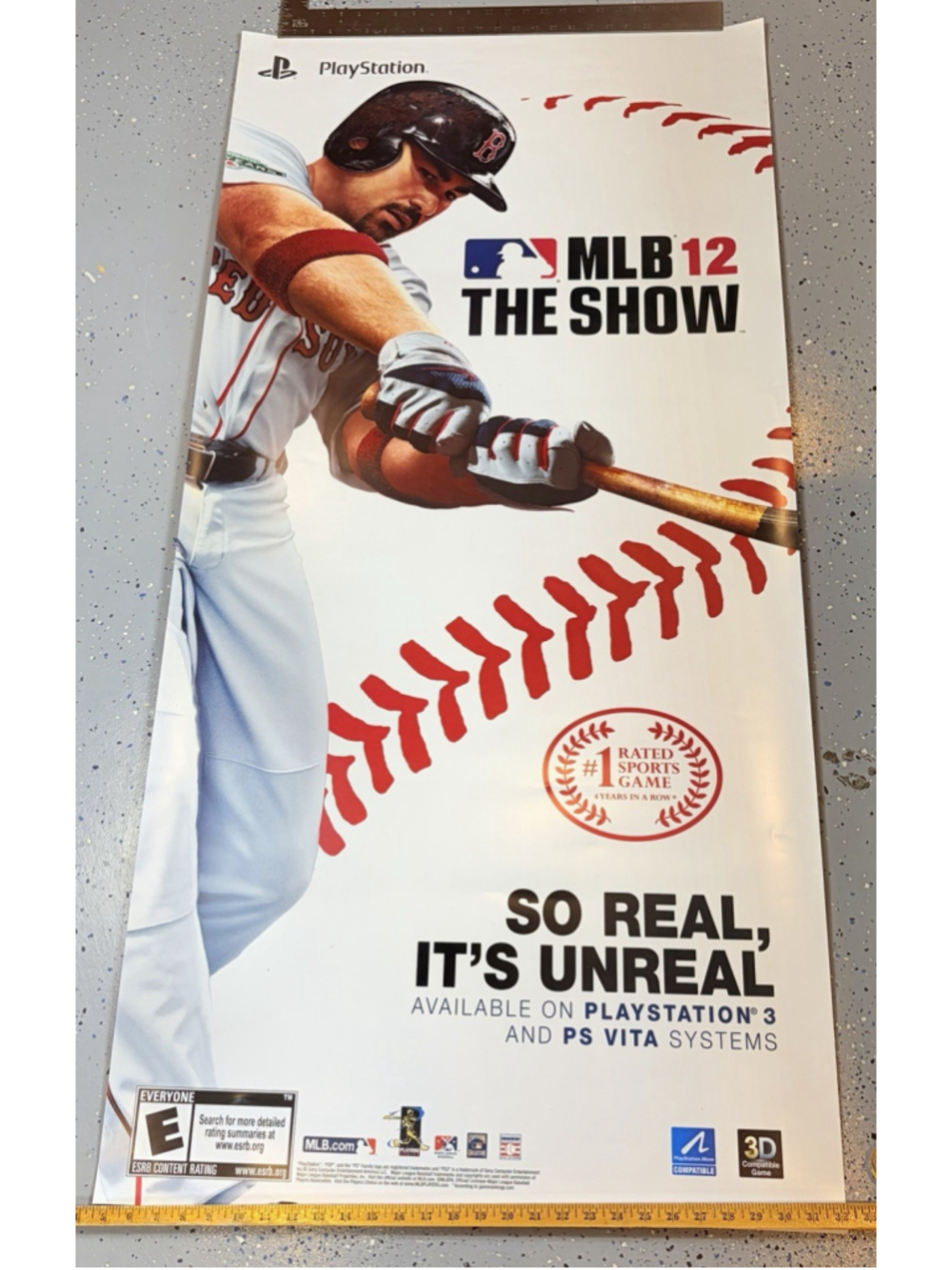 MLB 12 The Show PVC Poster 28x58 PS3 PS Vita Adrian Gonzalez Red Sox Promo
